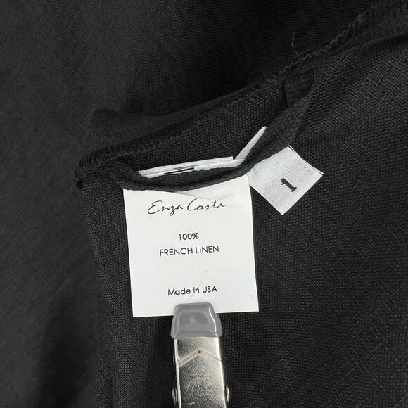 ENZA COSTA Linen Bias Slip Dress Womens Small Black Mini Spaghetti Strap Travel - Picture 10 of 15
